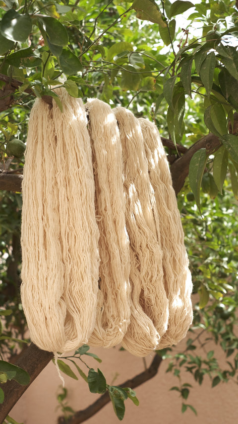 Hand-Spun Wool Threads - Undyed Cream