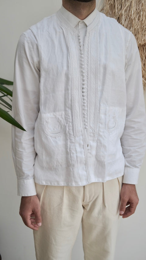 The Linen Vest - Classic White